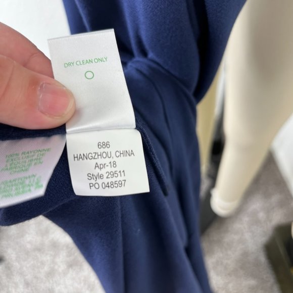 LILLY PULITZER Jane Maxi Dress True Navy Bamboo Pull Tassel Front Side Slit Co - Picture 12 of 12